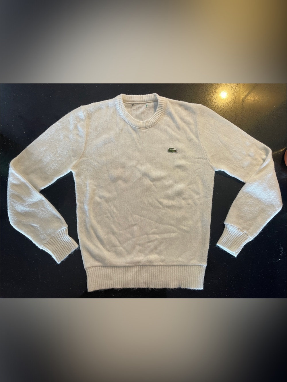 Lacoste White Crewneck Sweater with Croc Logo